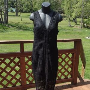 Dex Black Sleeveless Eyelet Open Knit Dress Size Medium